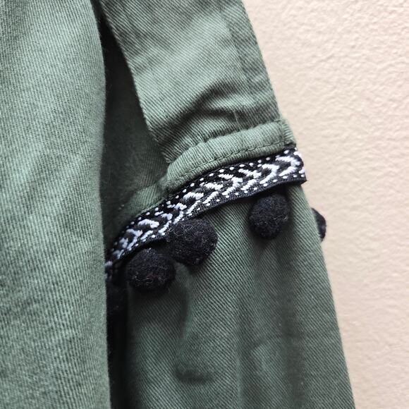 Zara Trf Collection Embroidered Back Tassel Fringe Jacket Olive Green Size Small - Picture 4 of 7